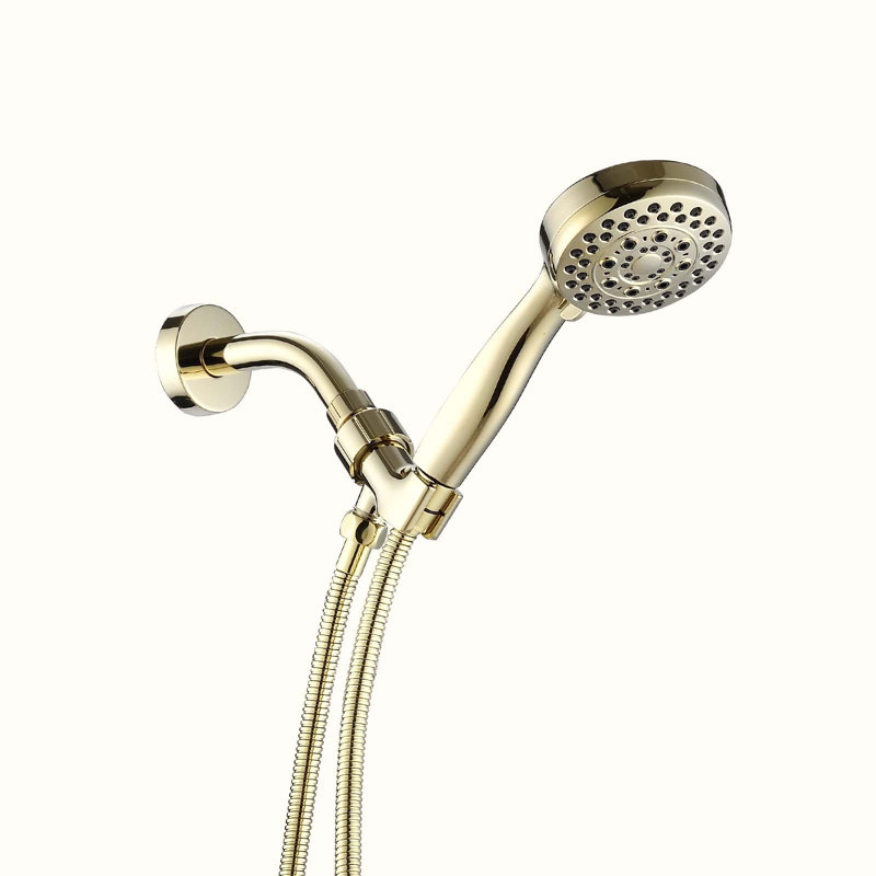 5 Mode Adjustable Settings Handheld Shower Head with Hose High Pressure Shower Heads, Polished Golden
