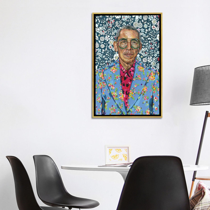 «Barack» par Heather Perry, reproduction d'art sur toile tendue, H 40 po x l 26 po x P 1,5 po, Toile avec cadre flottant or