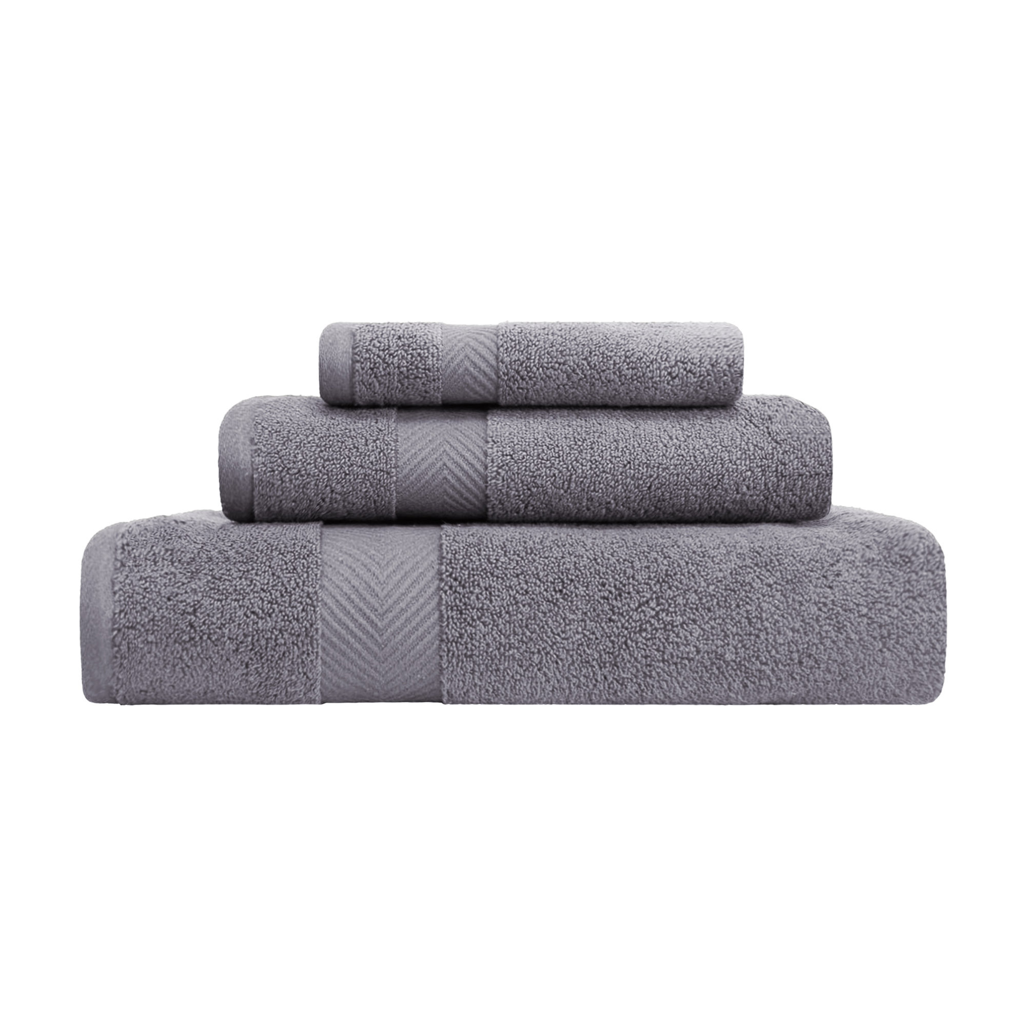 Hamachi Zero-Twist 3 Piece 100% Cotton Towel Set, Grey