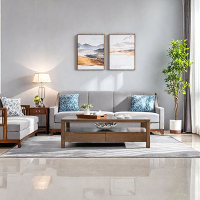 Solid Oak Coffee Table with Open Shelf