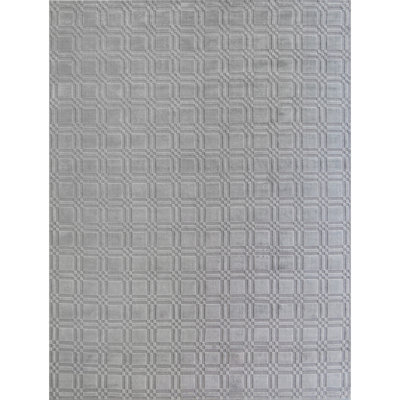 Linen Geometric Area Rug in Silver/Gray