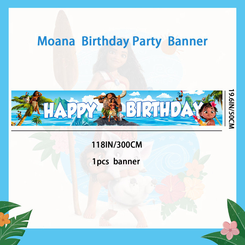 Bannière Moana Birthday, 1 pièce Bannière Moana