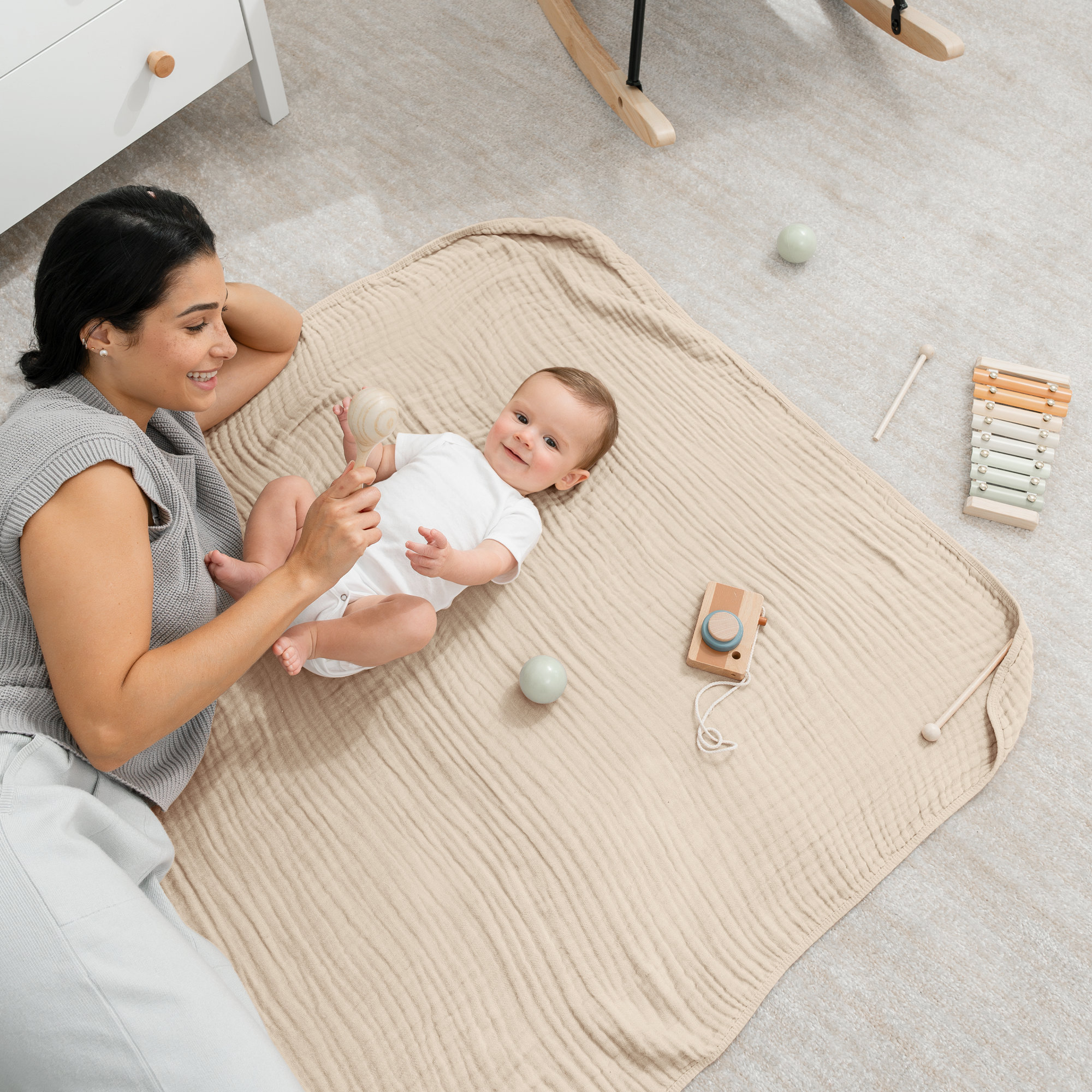 Karlina Muslin Blanket, Baby, Sand