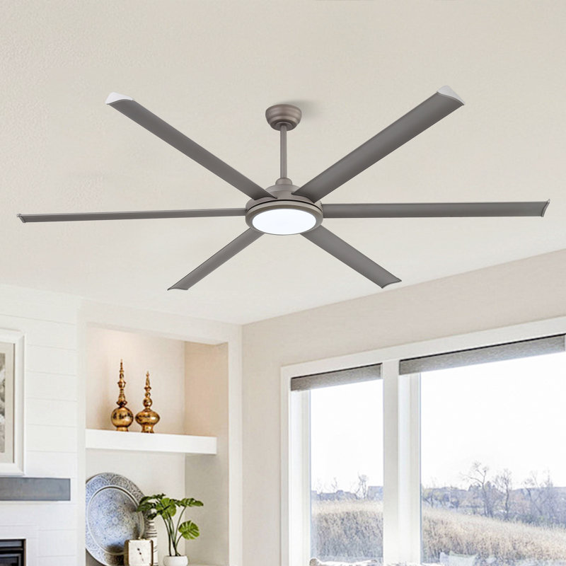 6 Aluminium Blades Indoor Ceiling Fan With Light Kit And Remote Control, Charcoal Gray, 96''