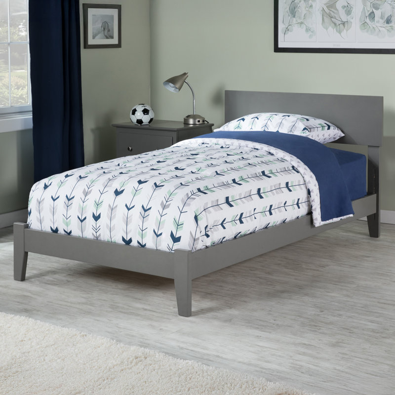 Amodio Solid Wood Panel Bed, Twin, Gray