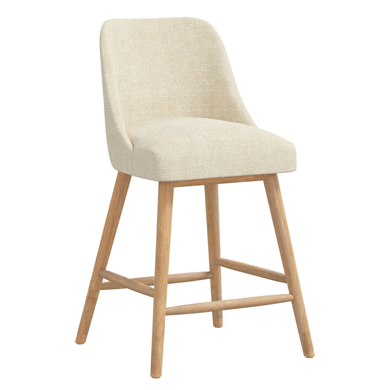 Gallie Upholstered Counter Stool with Solid Wood Frame, Counter Stool (27” Seat Height), Milsap Canvas Sustain® Tweed