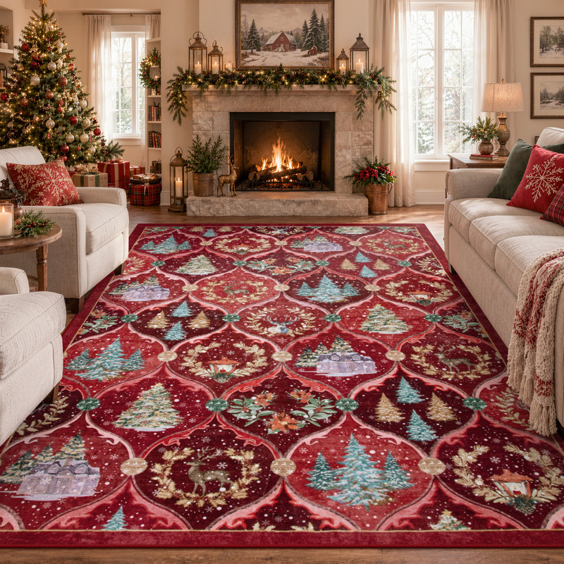 Tapis de Noël Laraven, Rectangulaire 8 pi x 10 pi