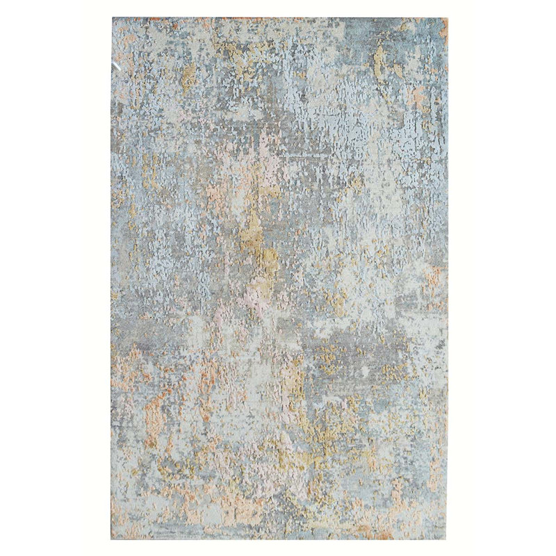 Hand Knotted Abstract Area Rug, Rectangle 4' x 6'