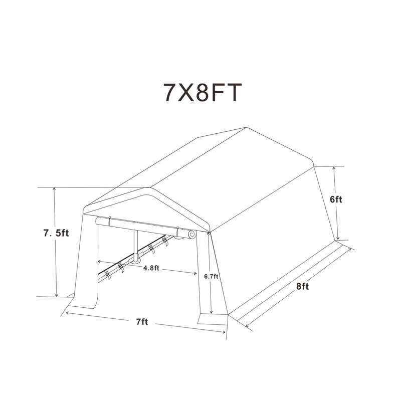 Outdoor Portable Gazebo Storage Shelter Shed With 2 Roll Up Zipper Doors & Vents Carport For Motorcycle Waterproof And UV Resistant Anti-Snow Portable Garage Kit Tent
