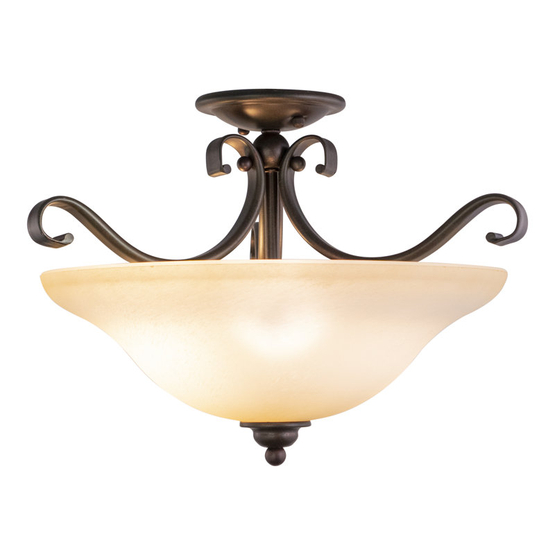 Plafonnier semi-encastré 3 lumières Macalla, Bronze royal