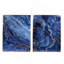 Ensemble de 2 panneaux d'art encadrés bleus et dorés, motif marbré unique, 30,5 po x 40 po