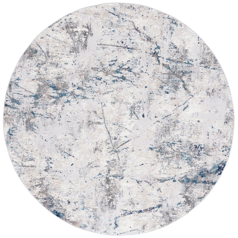 Tapis bleu / ivoire Vogue 150, Rond 6 pi 7 po