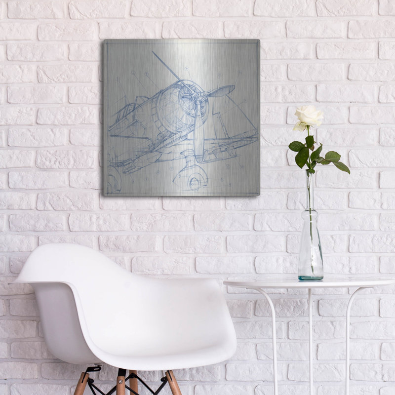 "Croquis mécanique d'avion I" par Ethan Harper, H 24 po x l 24 po