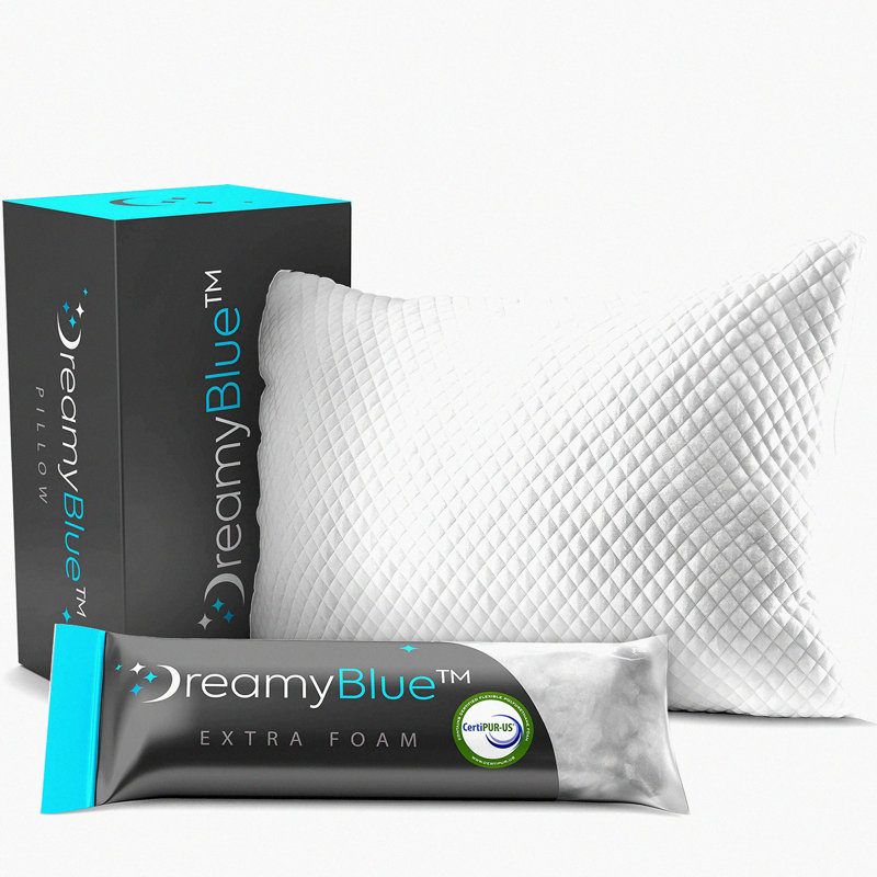 BambooLux Shredded Memory Foam Pillow - Adjustable Loft for Side, Back, Stomach Sleepers - Washable Cover - CertiPUR-US Certified Queen Size