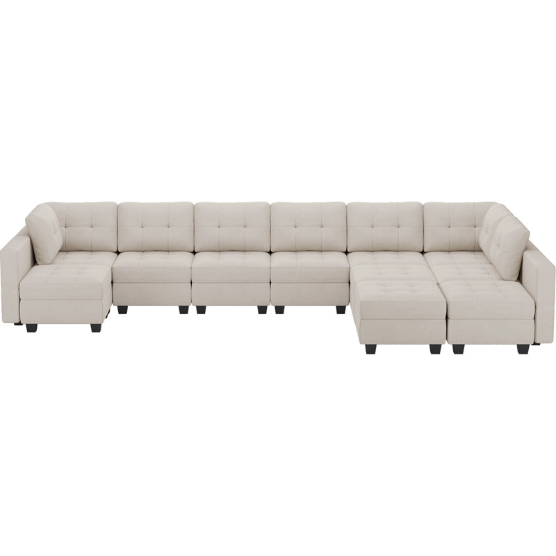 Canapé modulaire rembourré 12 pièces Soneson, Velours beige