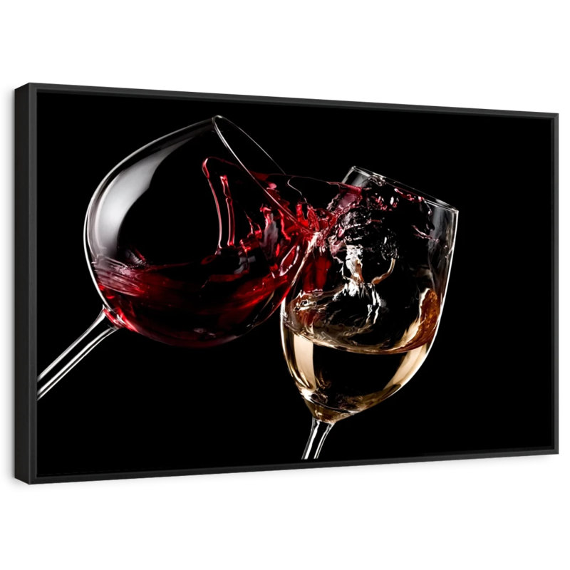 Art mural de verres à vin rouges et blancs, H 13 po x l 9 po