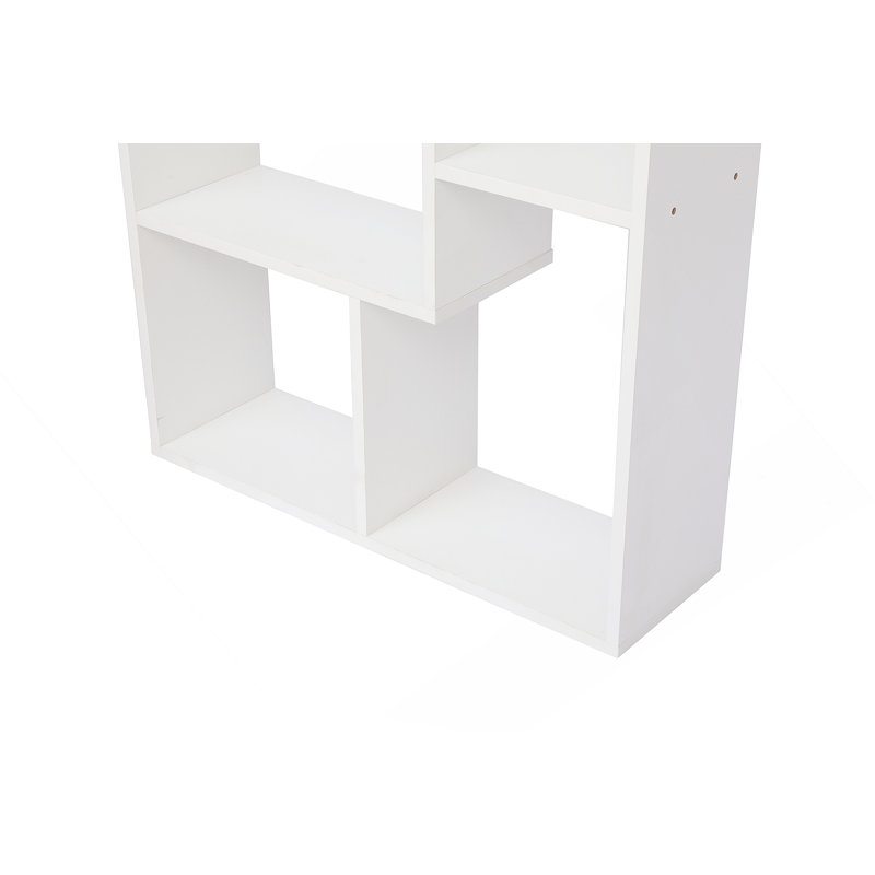 Bibliothèque et présentoir asymétrique à 5 niveaux, blanc, Blanc