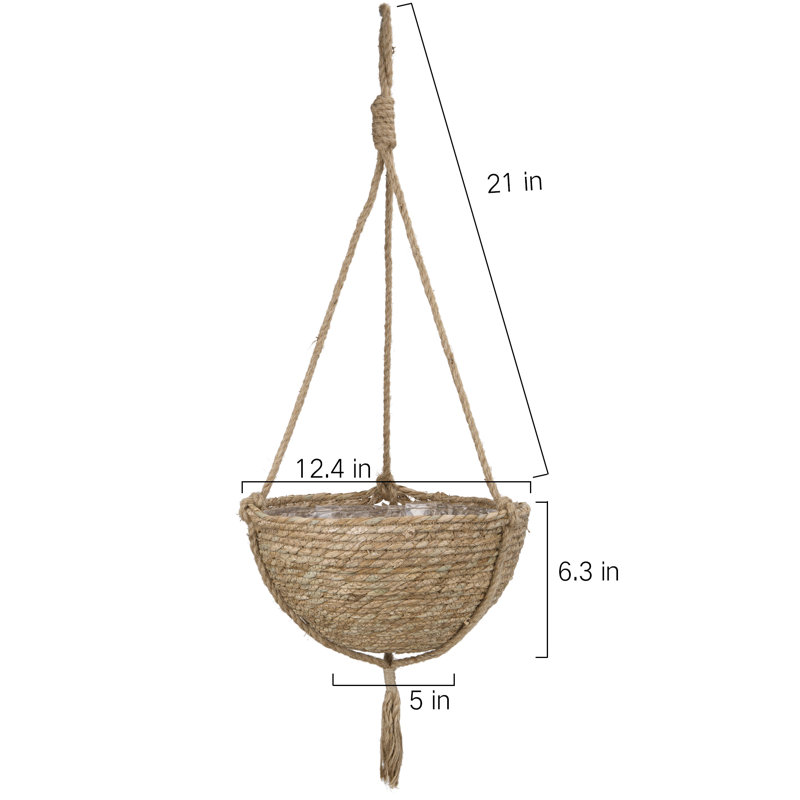 Pot à fleurs suspendu Tierney, Brun, H 6,3 po x l 12,4 po x P 12,4 po