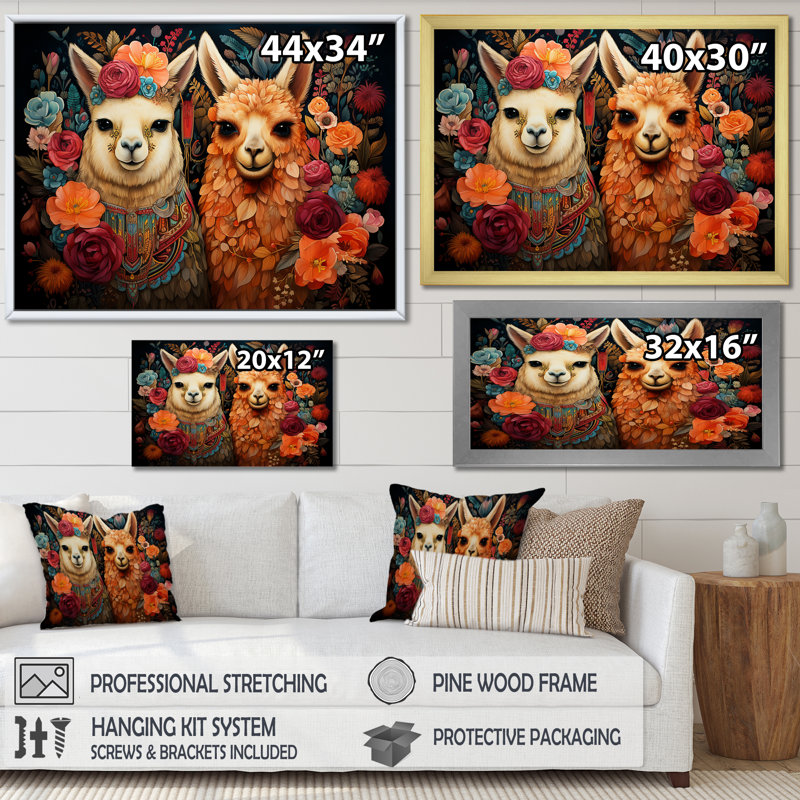 Orange, moelleux, alpaga, portrait floral - Alpaca, art mural, Toile tendue, H 16 po x l 32 po x P 1 po
