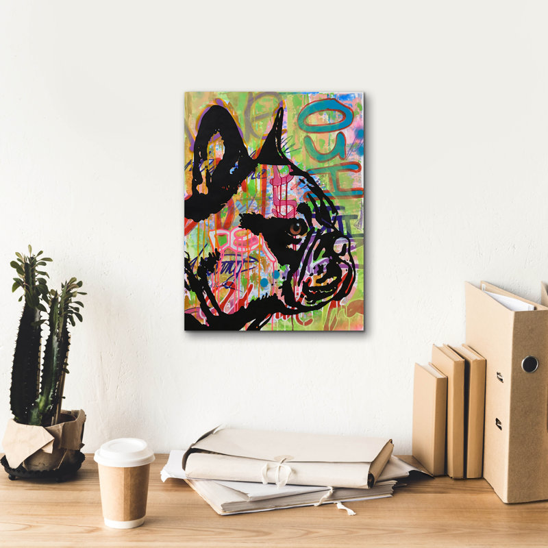 «Indelible Frenchie» par Dean Russo Studios, art mural sur toile, H 16 po x l 12 po x P 0,75 po