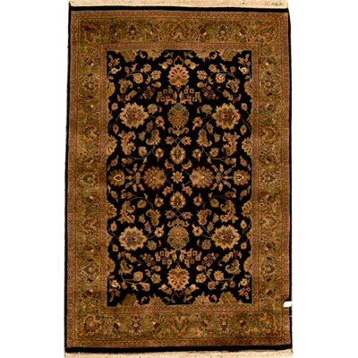 Tapis noir et vert de haute qualité noué à la main