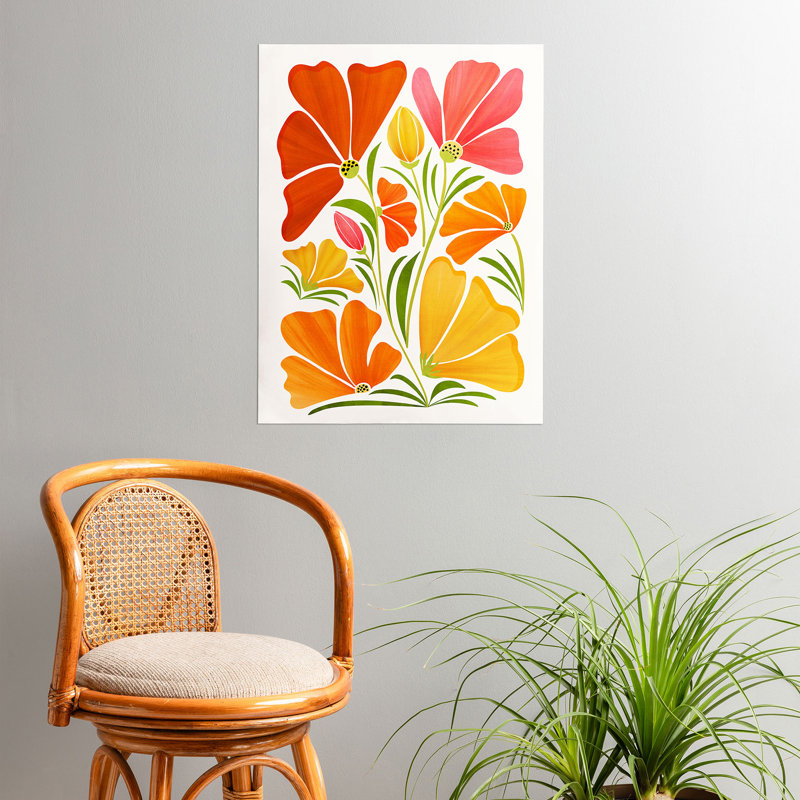 Affiche moderne avec fleurs tropicales, 12 po x 16 po