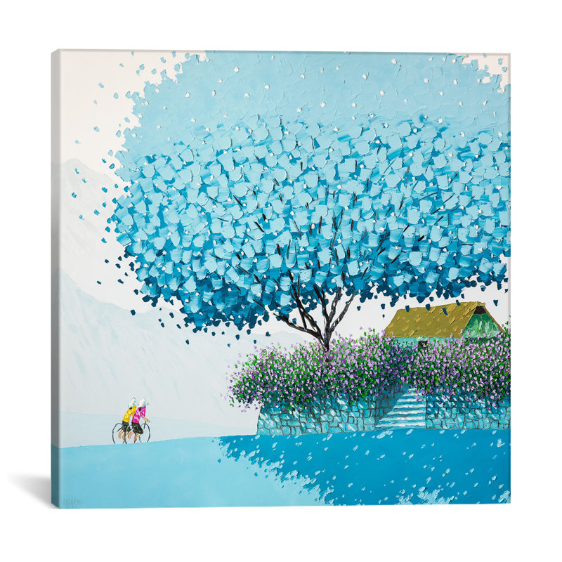 «Winter», peinture sur bois, H 26 po x l 26 po x P 1,5 po, Toile tendue, Pas de tapis