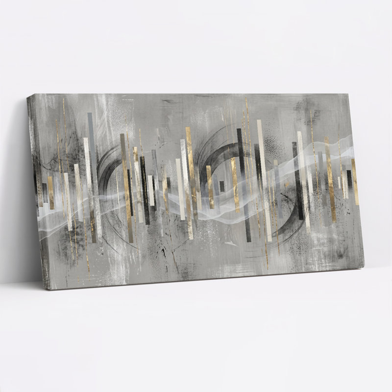 Ensemble de 1 tableau abstrait géométrique sur toile, L 48 po x H 24 po, Wrapped Canvas