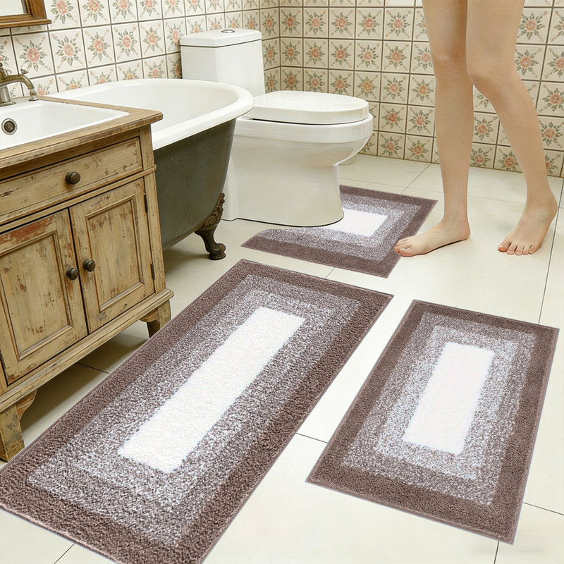 Ensemble de tapis de salle de bain 3 pièces, Brun