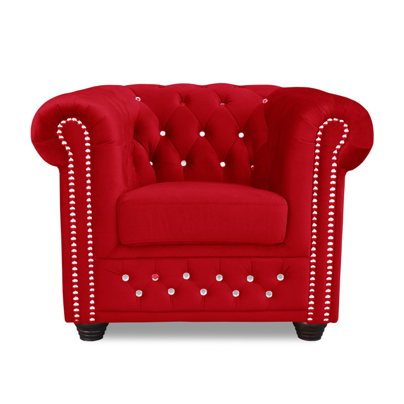 Sade Upholstered Chesterfield Chair, Red