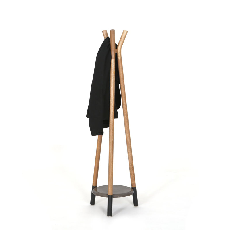 Pirwi Home Decor Solid Wood Freestanding 3 - Hook Coat Rack