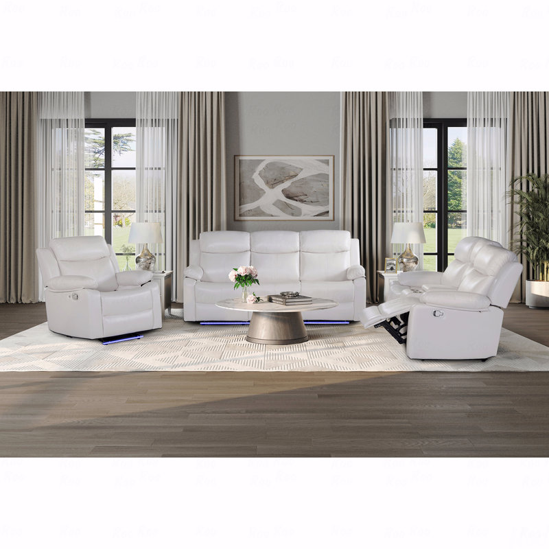White Glider With Recliner Function With Led Light