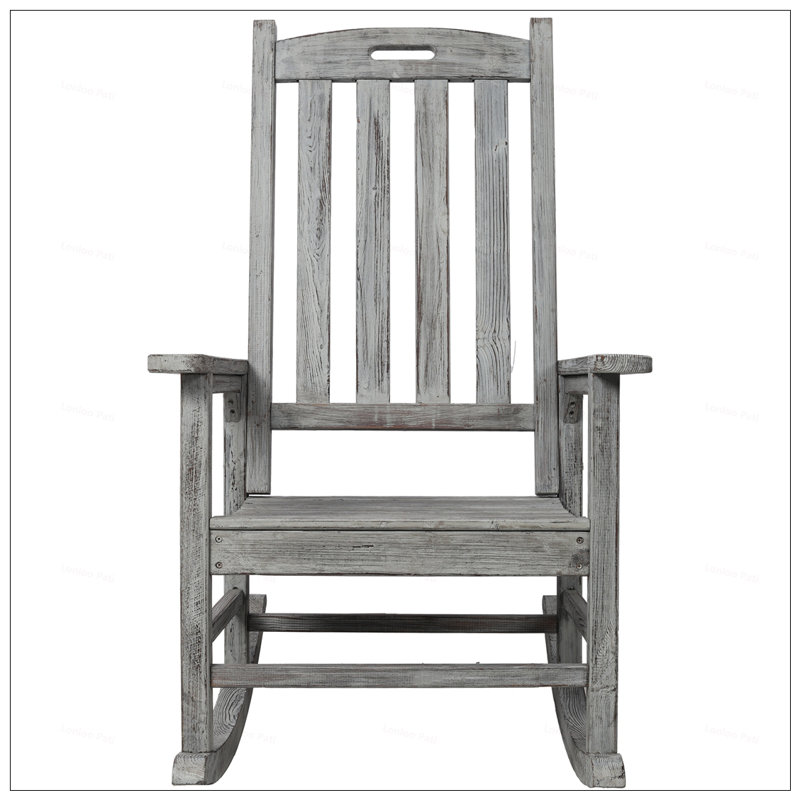 Wooden Oversized Porch Rocker Chair With Wide Seat And Tall Backrest, High Back Smooth Rocking For Indoor And Outdoor