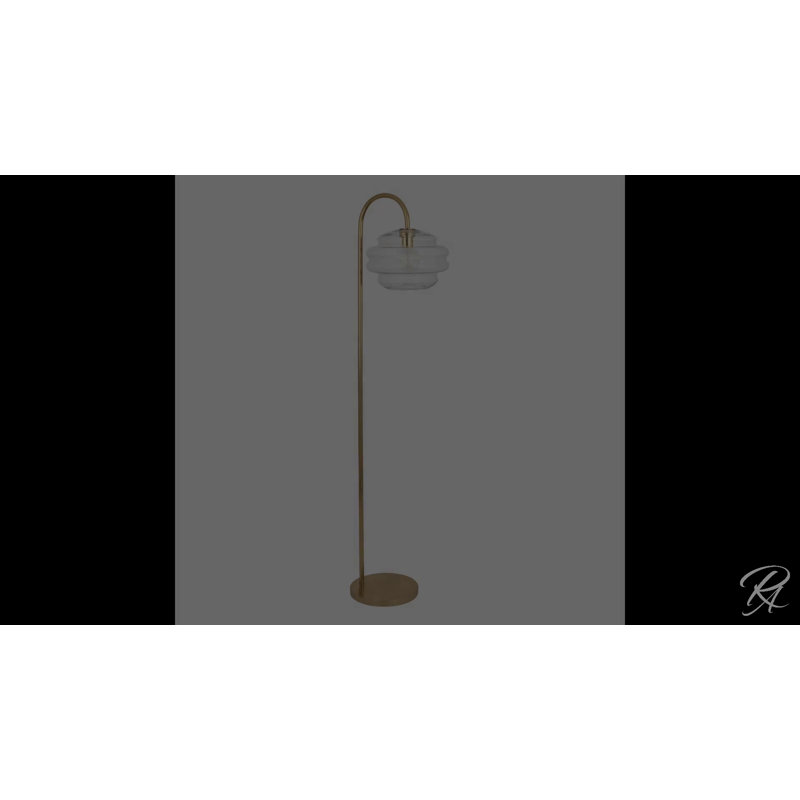 Horizon 62.5'' Silver Arc Floor Lamp with Smoke Gray Glass Shade