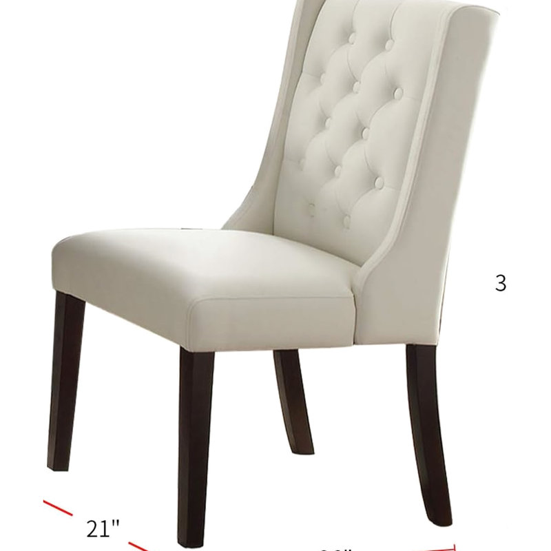 Chaises de salle à manger contemporaines (2) en similicuir blanc - Base de siège