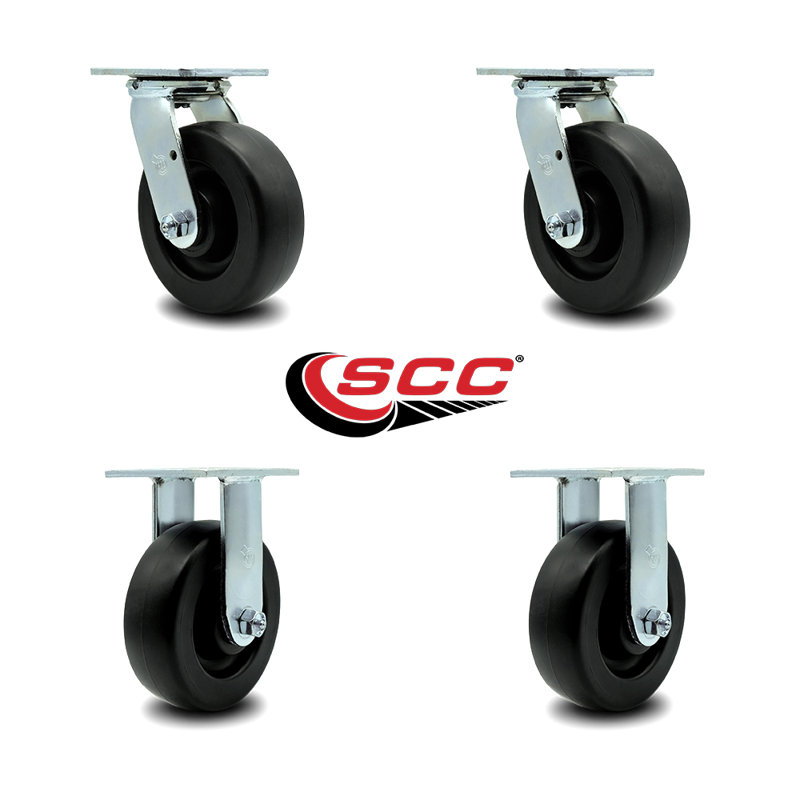 6 Inch Polyolefin Caster Set with Ball Bearings 2 Swivel 2 Rigid Service Caster/SCC-30CS620-POB-2-R620-2