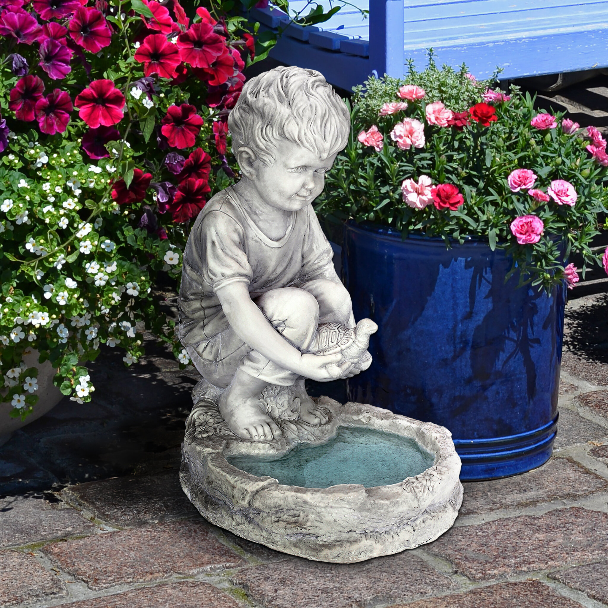 Design Toscano Tommy at the Turtle Pond Little Boy Statue