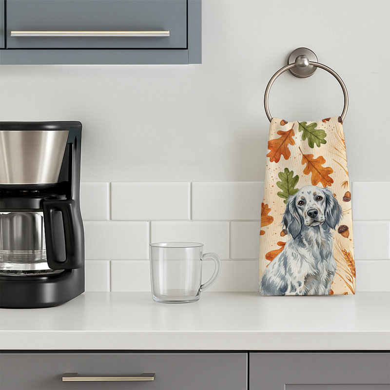 Blue Belton English Setter Heirloom Fall Kitchen Towel, Blue Belton English Setter