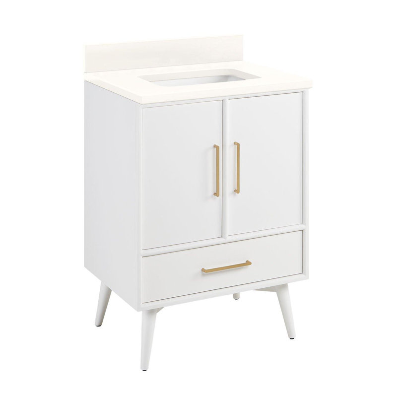 36" Novak Single Bathroom Vanity Set with Rectangular Undermount Sink, 8" Widespread, Feathered White Quartz, White