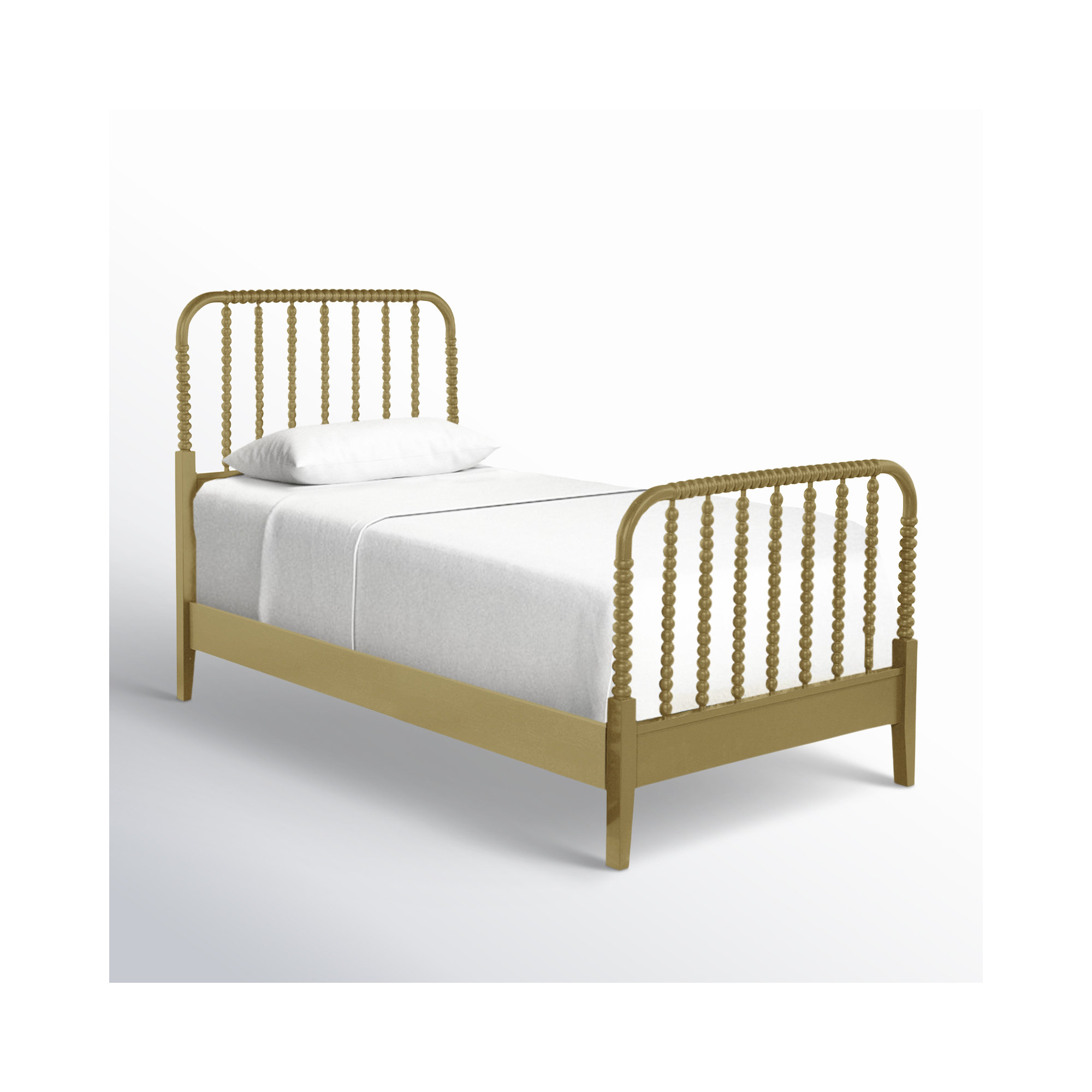 Louisa Solid Wood Spindle Bed, Brass, Twin