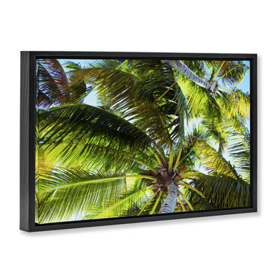 Swaying Palm Leaves Framed Floater Canvas by Emily Navas