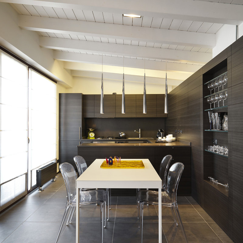 1 - Light Single Pendant, Large, Black, Black
