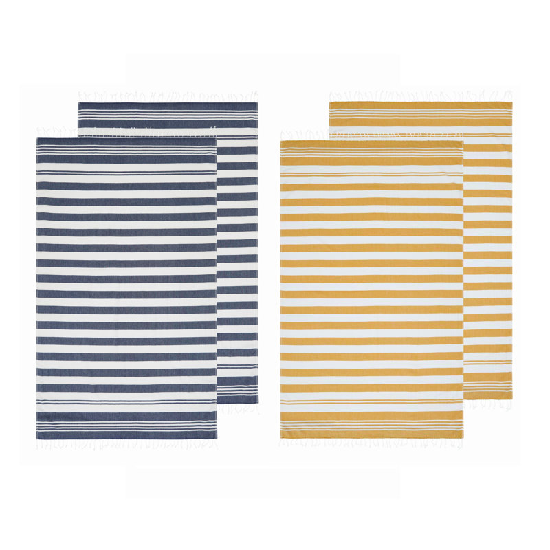  Salty Stripe Beach Towel Set, Blue/Yellow