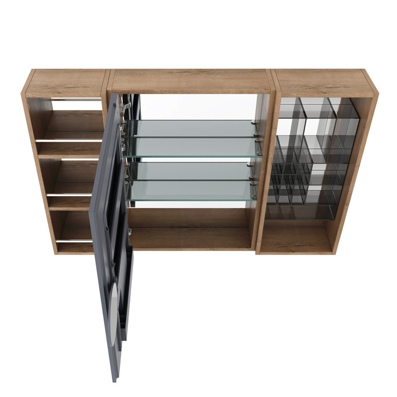 Armoire de toilette 41,4 po avec rangement, armoire à pharmacie murale avec porte miroir, tablettes en verre réglables, contreplaqué
