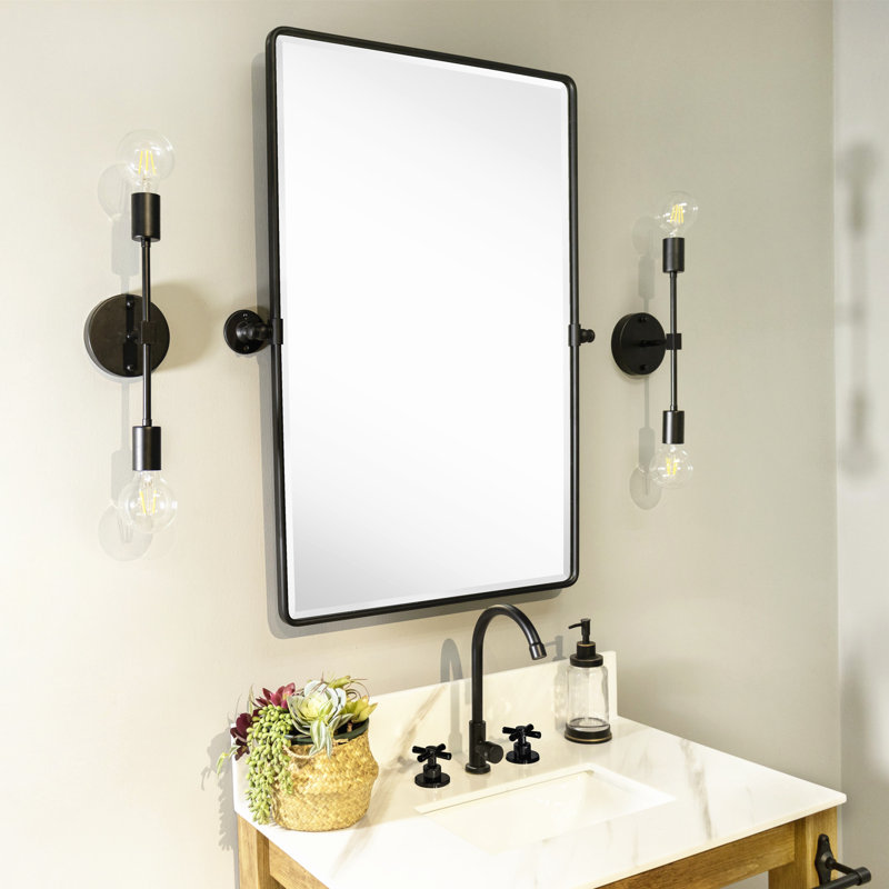 Miroir mural de salle de bain Woodvale, Noir mat, 30 po x 40 po