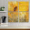 Ensemble de 4 panneaux muraux - Nel Talen «Sunflower», art mural sur toile pour le salon, la chambre à coucher ou le bureau 