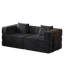 Canapé-lit convertible de 72,4 pouces, canapé en velours côtelé avec deux poches de rangement latérales et deux coussins, canapé-lit pliant confortable pour le salon, la chambre à coucher et le bureau, canapé moquette.-1245675089