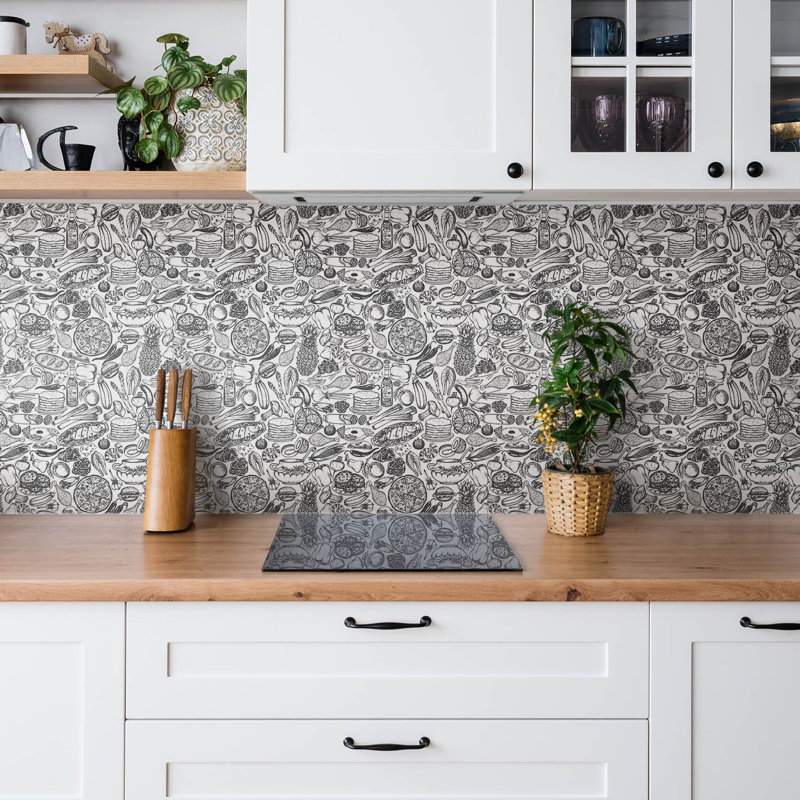 Self Adhesive Vinyl Splashback Wall Panel Sticker Tile Peel Stick 100x50 cm Black white abstraction