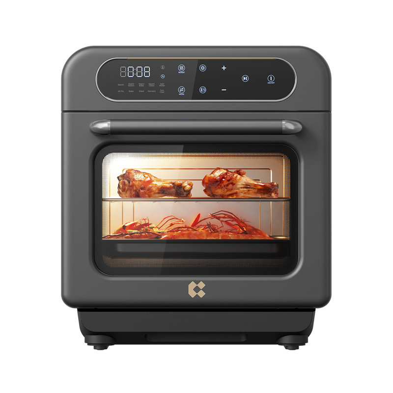 Four à friteuse à vapeur, four grille-pain de comptoir 8-en-1 avec cuisson à la vapeur saine, four à convection de grande capacité pour la cuisson au four, le rôti et la friture à l'air