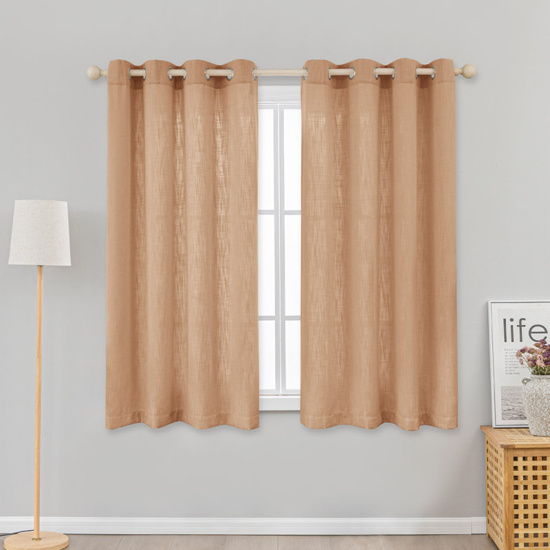 Kambi Linen Blend Semi-Sheer Curtain Panel Pair , Orange Copper, 52" W x 63" L